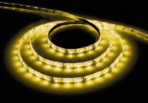 LS604, 60SMD(3528)/m 4.8W/m 12V IP65 5m желтый на белом основании